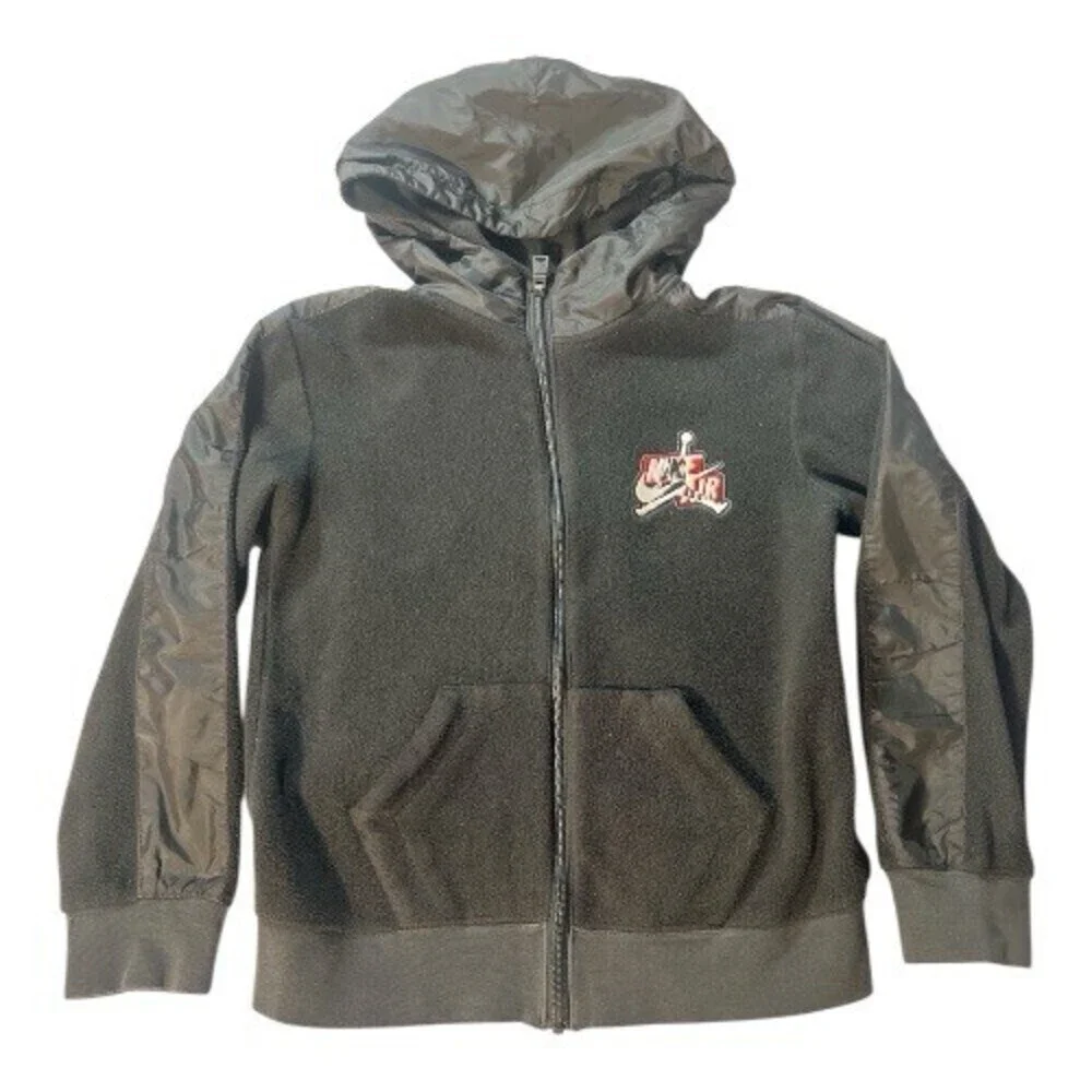 Nike Air Jordan Kids Size M 8-10 Yrs Black Hoodie Full Zip Jacket With Pockets
